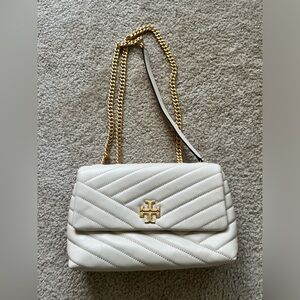 Tory Burch small Kira chevron convertible shoulder bag in cream white